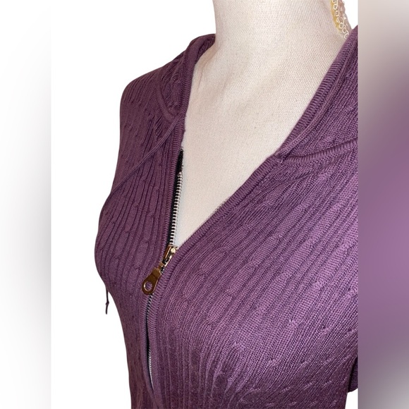 Caribbean Joe Ladies Purple Knit Lightweight Zippered Hoodie in Size Large - Picture 3 of 5